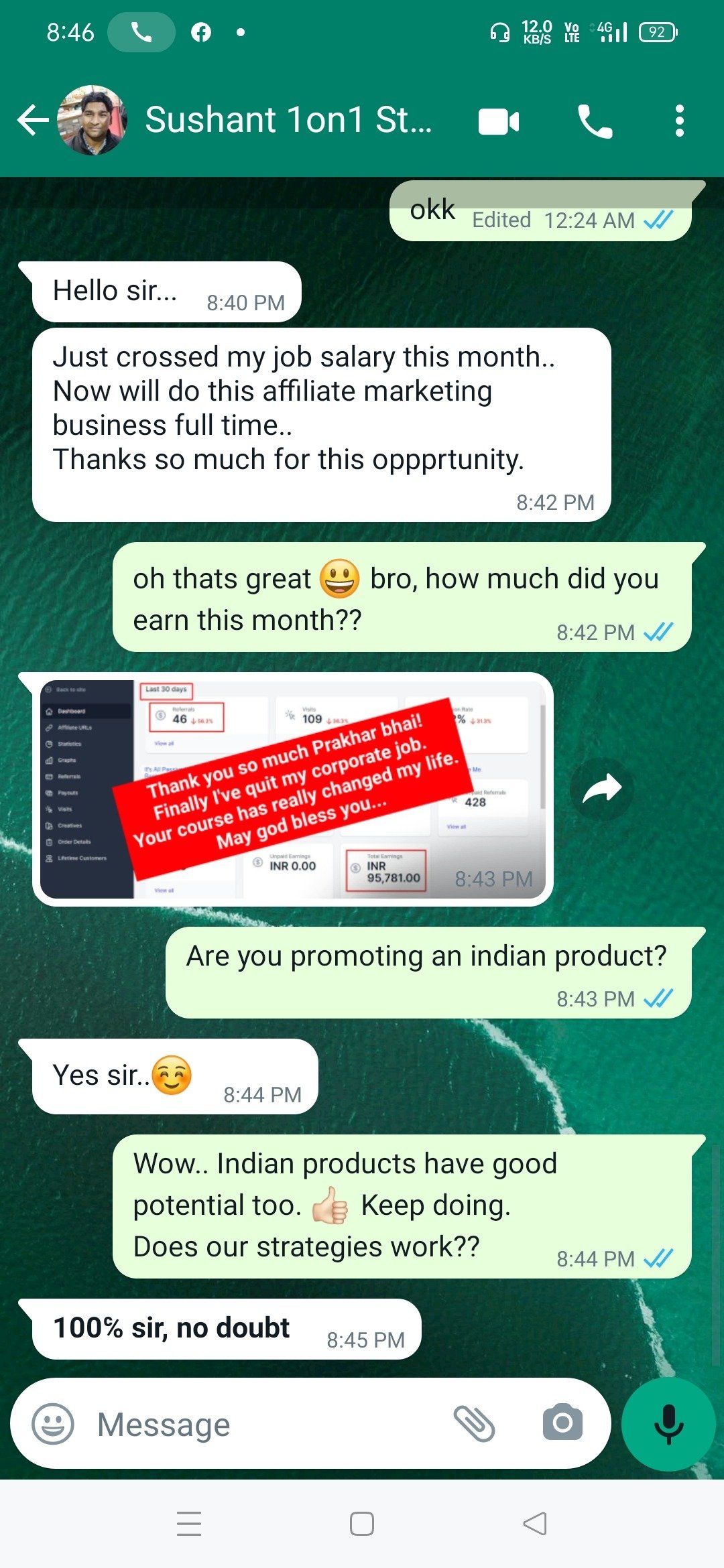 Shushant Made Rs.95,781