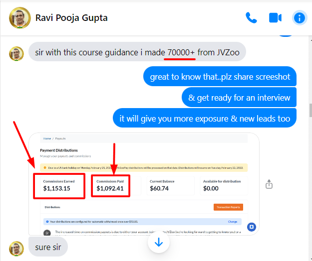 Ravi-Pooja Made $1154 From JVZOO