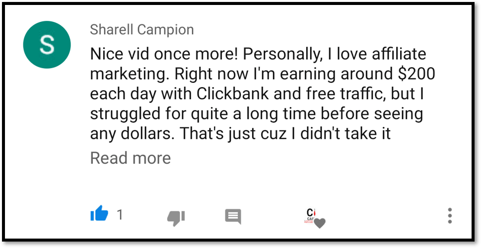 Sharell Campion Making $200/Day From ClickBank